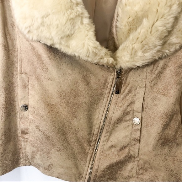 Guess Cream Faux Leather and Fur Jacket - Picture 4 of 8